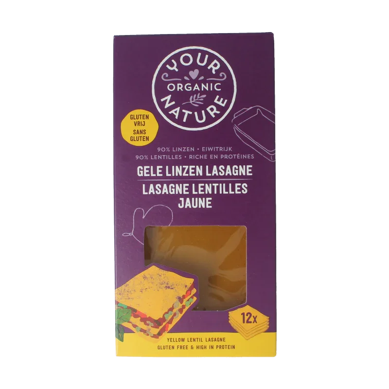 Your Organic Nature Lasagne van gele linzen bio 250 Gram