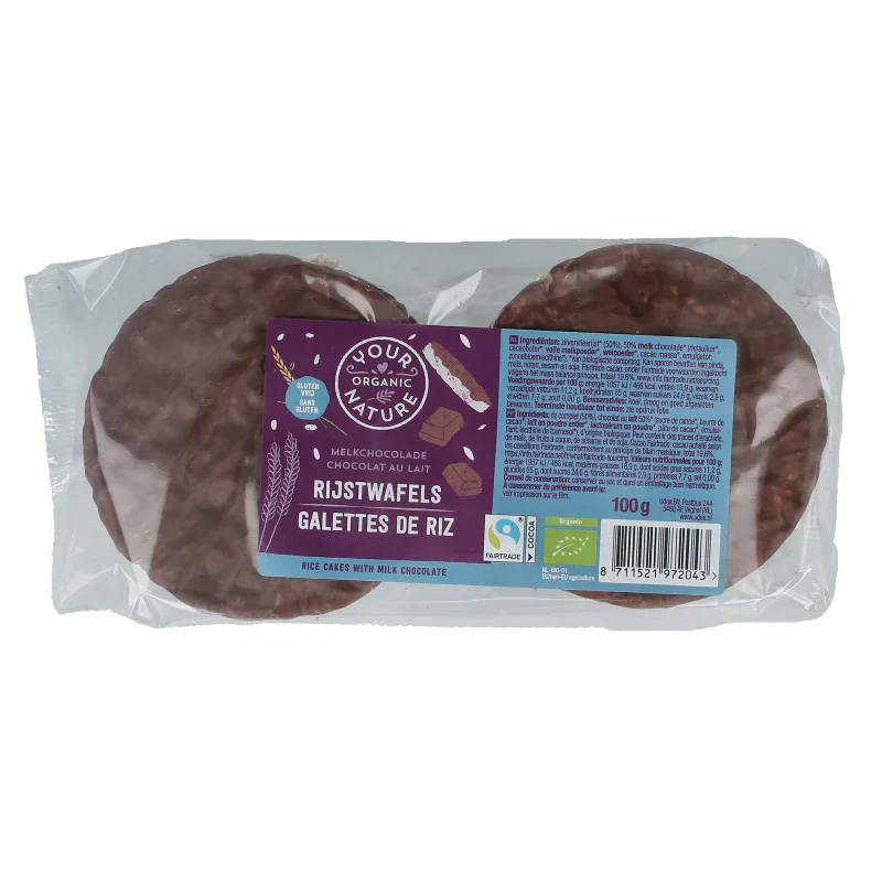 Your Organic Nature Rijswafels choco melk bio 100 Gram