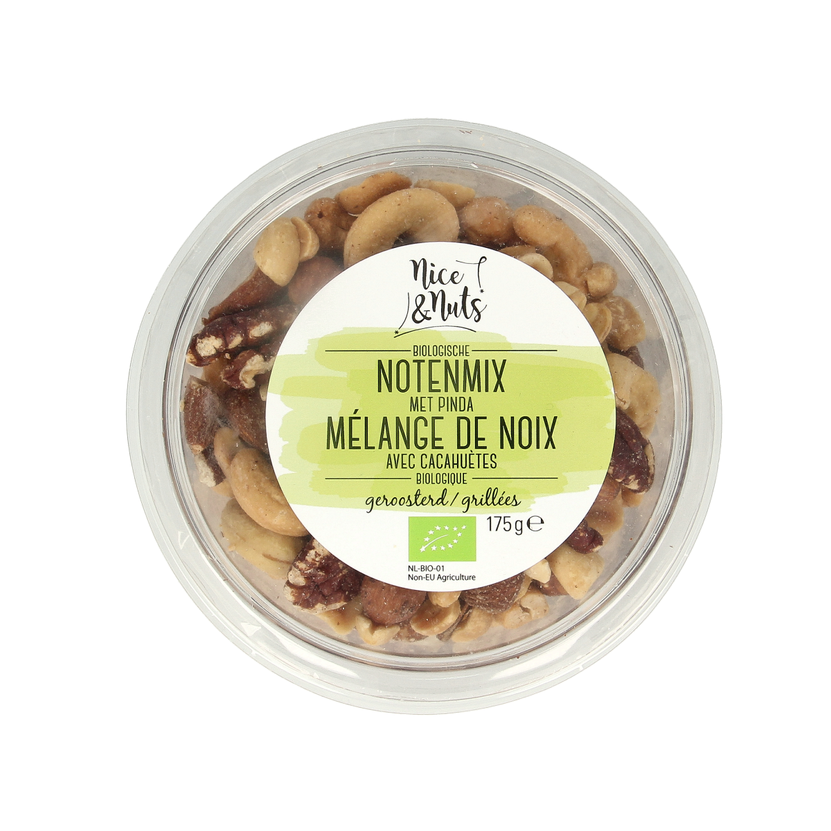 Nice & Nuts Notenmix met pinda zonder zeezout geroosterd bio 175.00 Gram