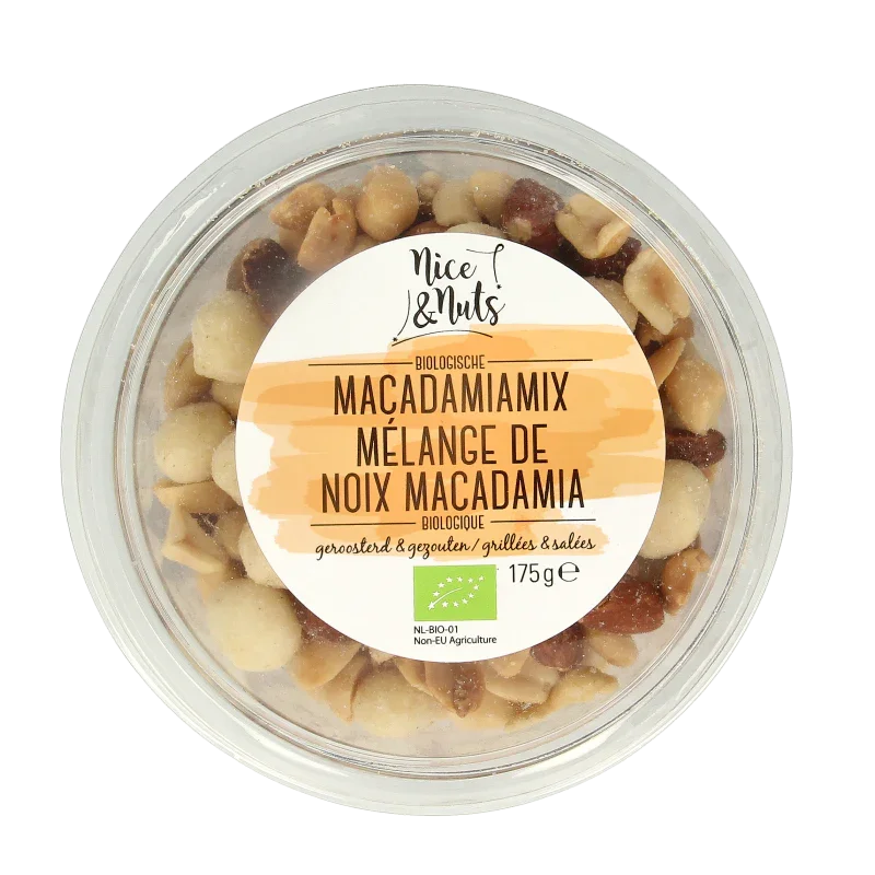 Nice & Nuts Macadamia mix met zeezout geroosterd bio 175 Gram
