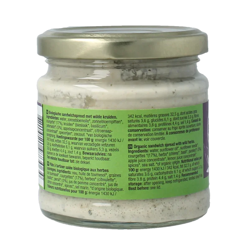 Your Organic Nature Sandwichspread wilde kruiden bio 180 Gram