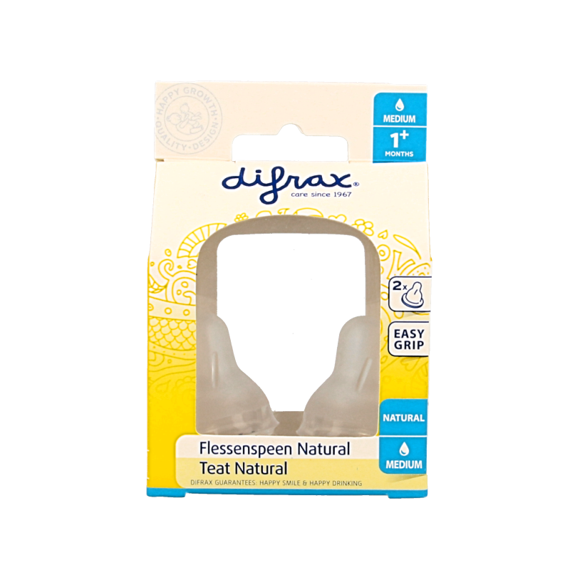 Difrax Flesspeen medium natural 2 Stuks