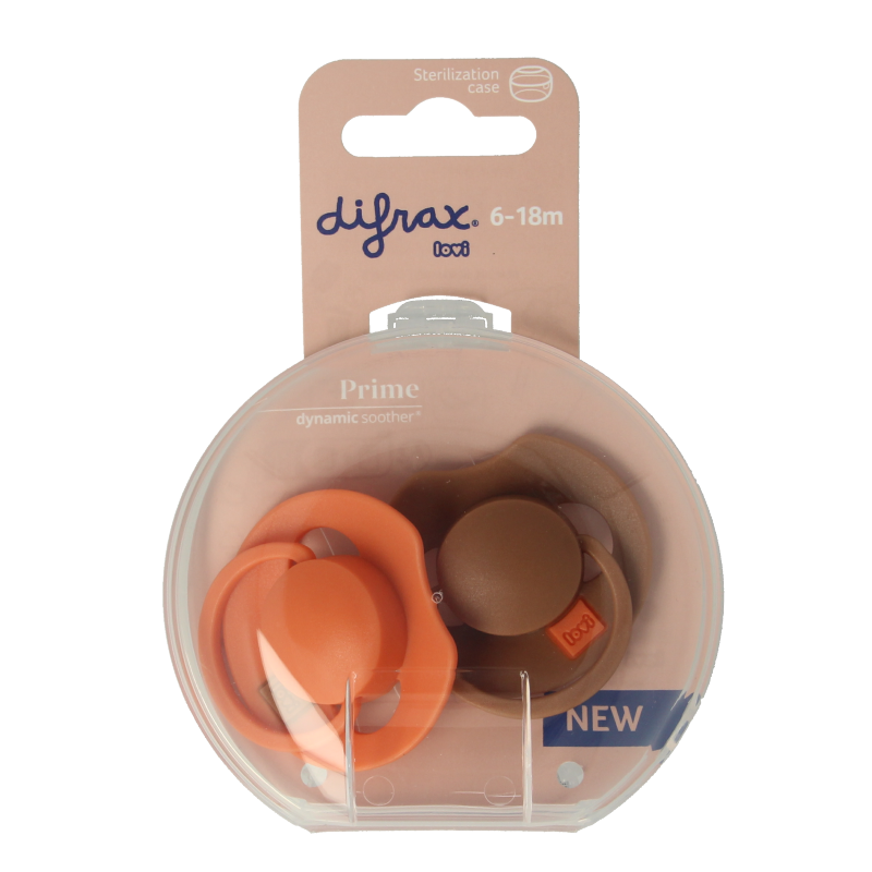 Difrax Fopspeen prime 6-18 maanden assorti 2 Stuks