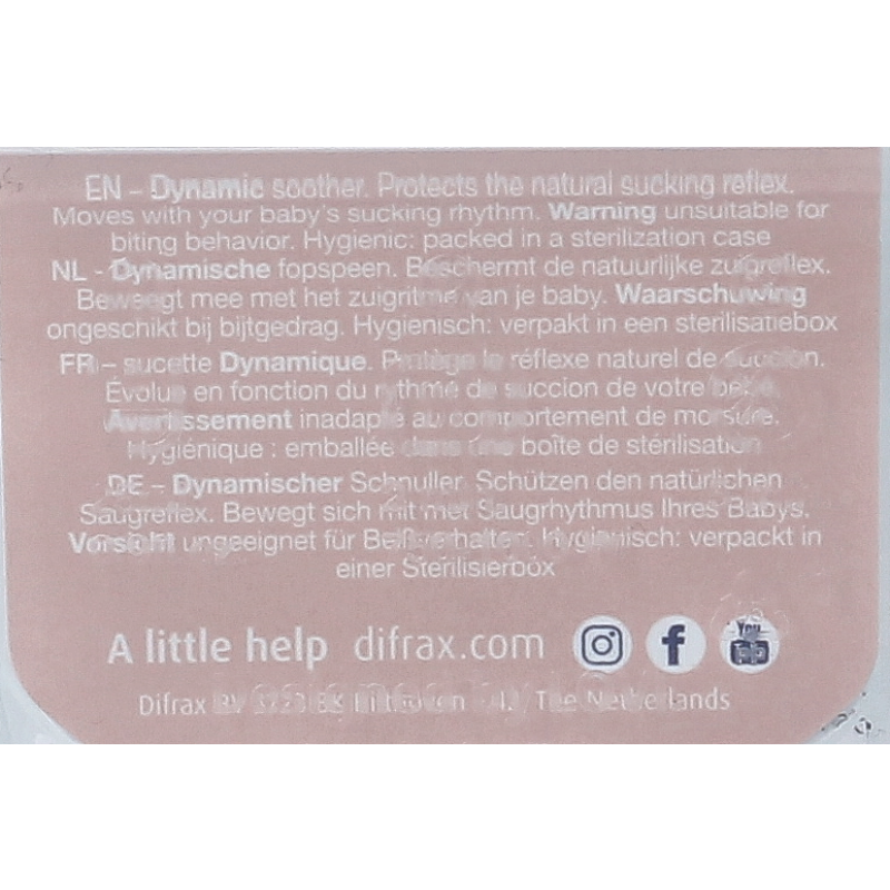 Difrax Fopspeen glow dynamic 18+  mnd ivory/blush 2 Stuks