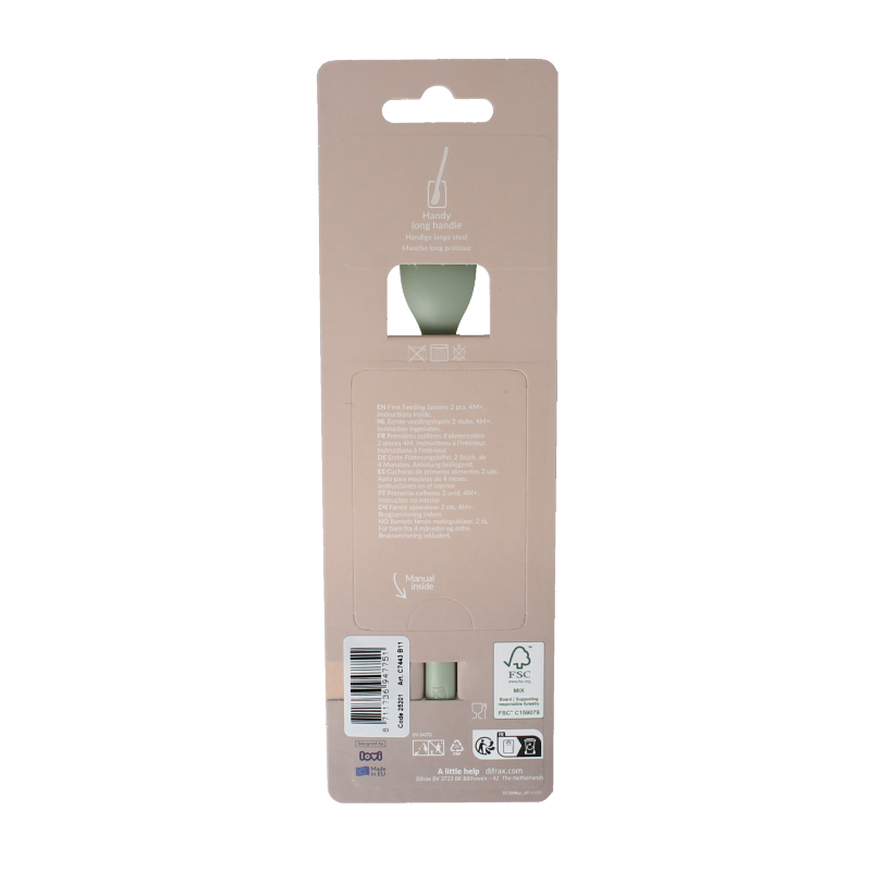 Difrax Eerste voedingslepel pistachio 2 Stuks