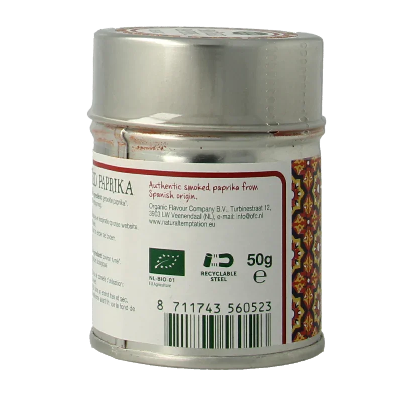 Natural Temptation Smoked paprika blikje bio 50 Gram