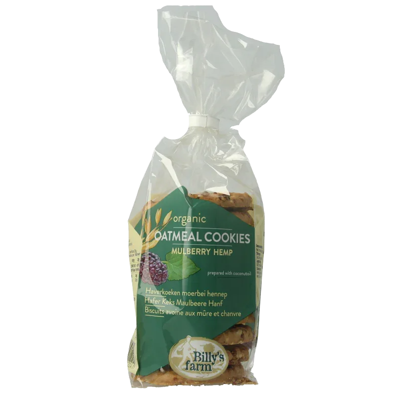 Billy's Farm Haverkoekjes met moerbei en hennep bio 200 Gram