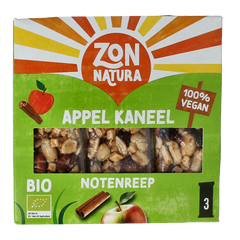 Zonnatura Noten appel kaneel reep 25 gram bio 3 Stuks