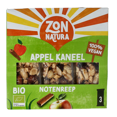 Zonnatura Noten appel kaneel reep 3x25 gram bio 75.00 Gram