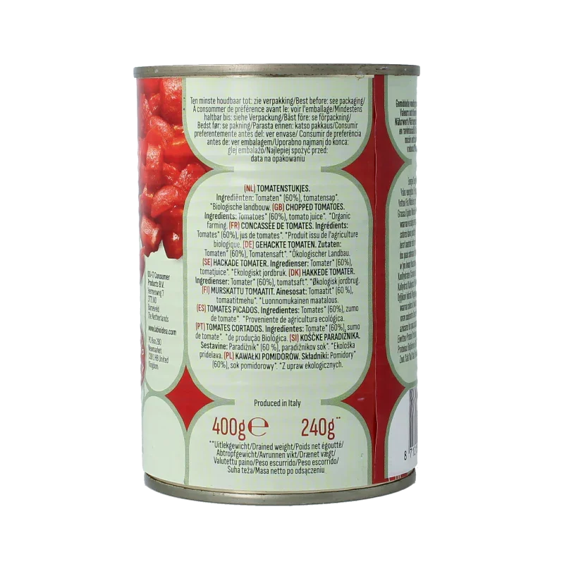 Bioidea Tomatenstukjes in blik bio 400 Gram