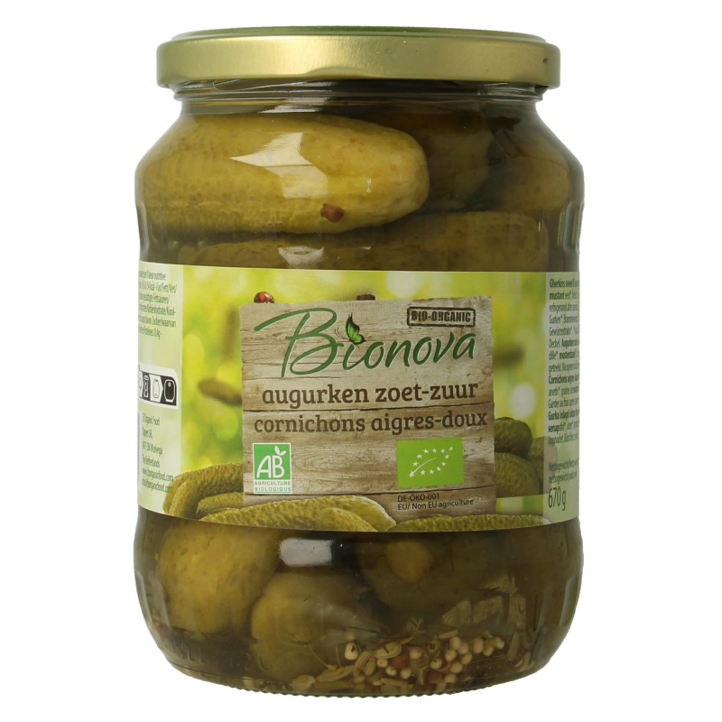 Bionova Augurken zoet zuur bio 670 Gram