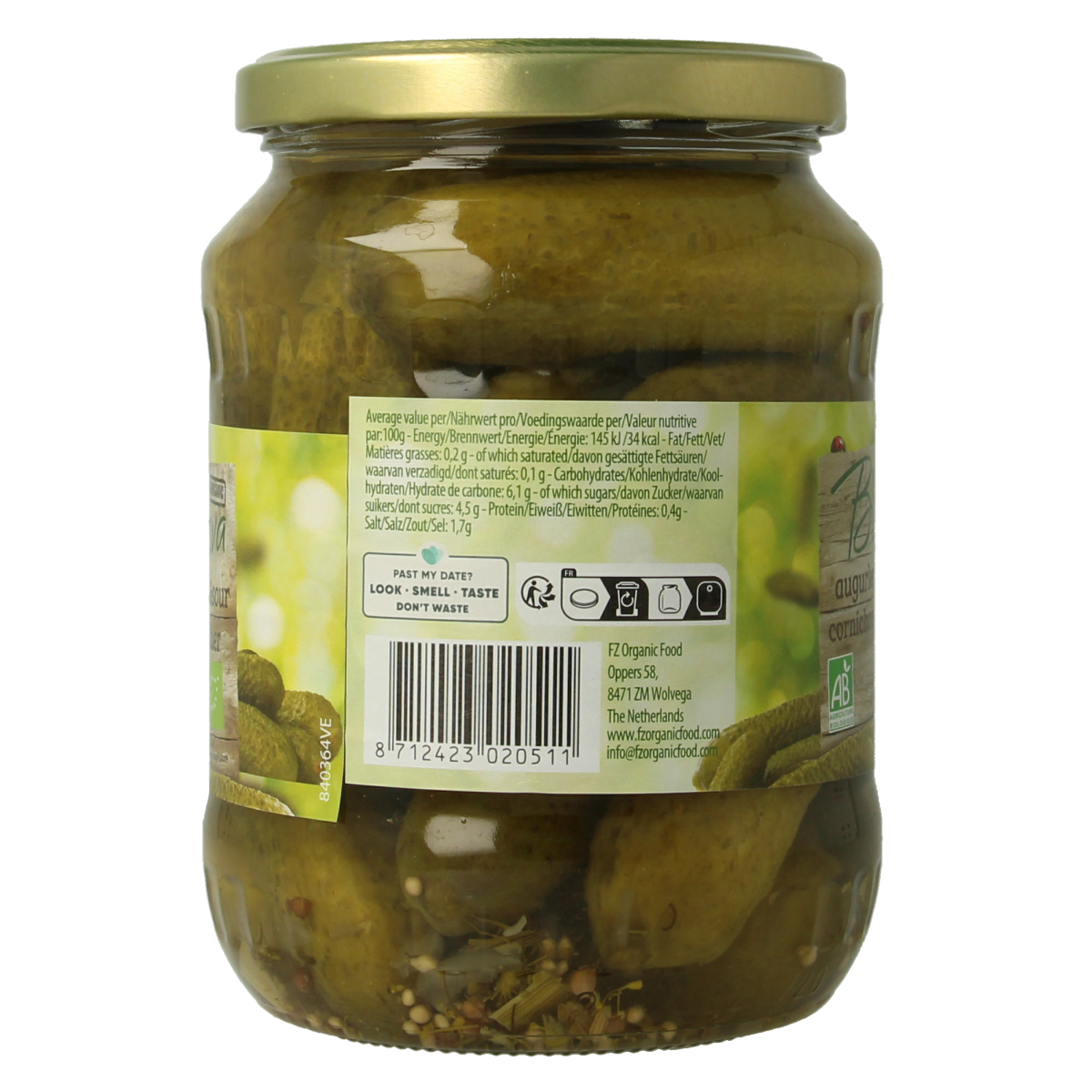 Bionova Augurken zoet zuur bio 670.00 Gram