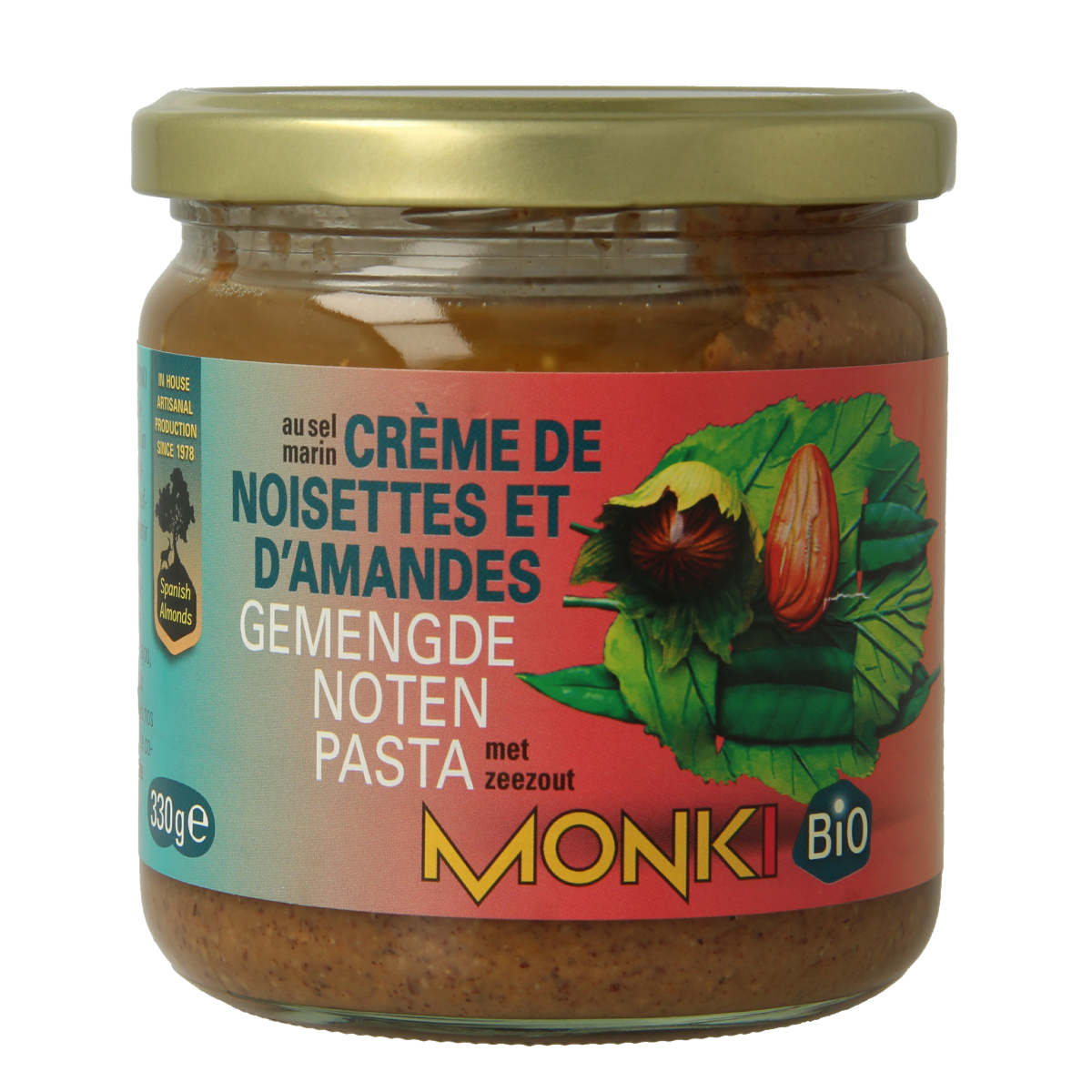 Monki Gemengde notenpasta met zout eko bio 330.00 Gram