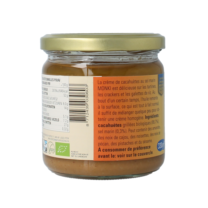 Monki Pindakaas met zout eko bio 330 Gram