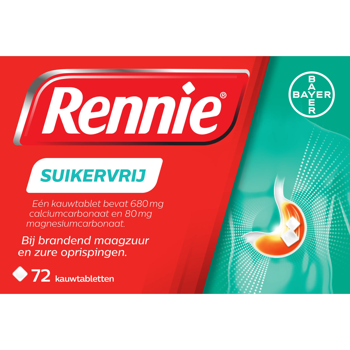 Rennie Suikervrij 72.00 Tabletten