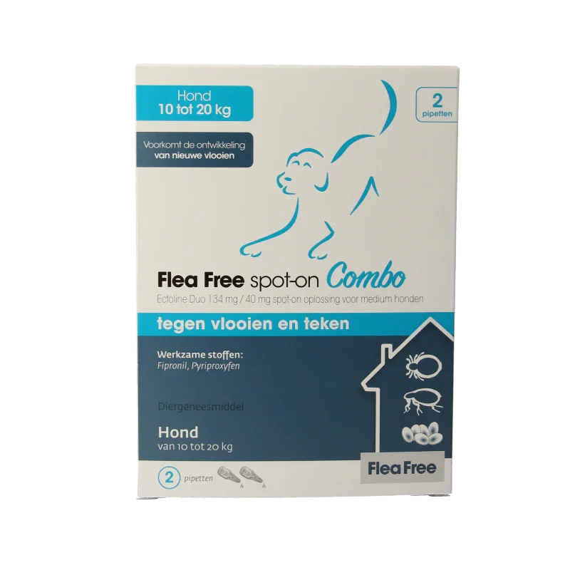 Flea Free Ectoline duo hond 10-20kg pipet 2 Stuks