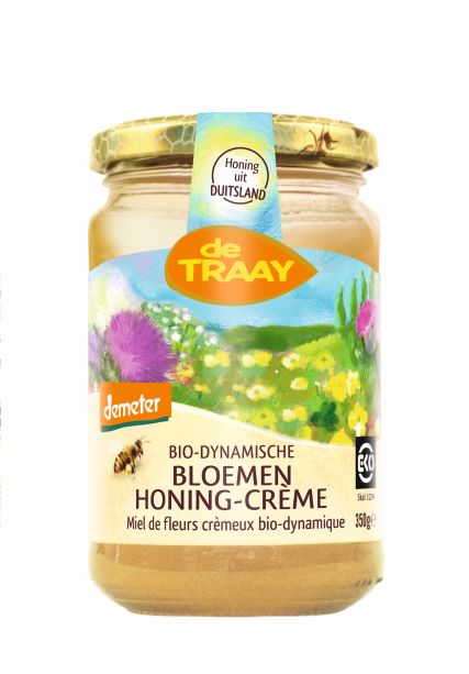 Traay Bloemenhoning creme bio-dynamisch demeter bio 350 Gram