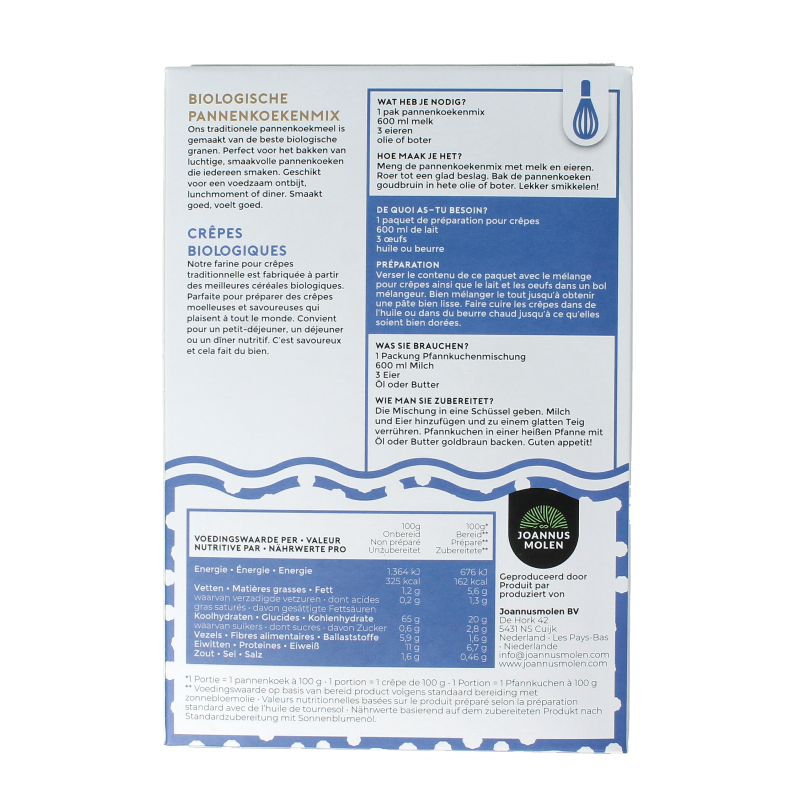 Joannusmolen Pannenkoekmeel bio 300 Gram