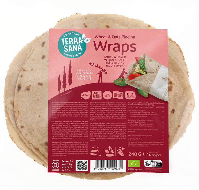 TerraSana Piadina wraps tarwe en haver bio 240 Gram