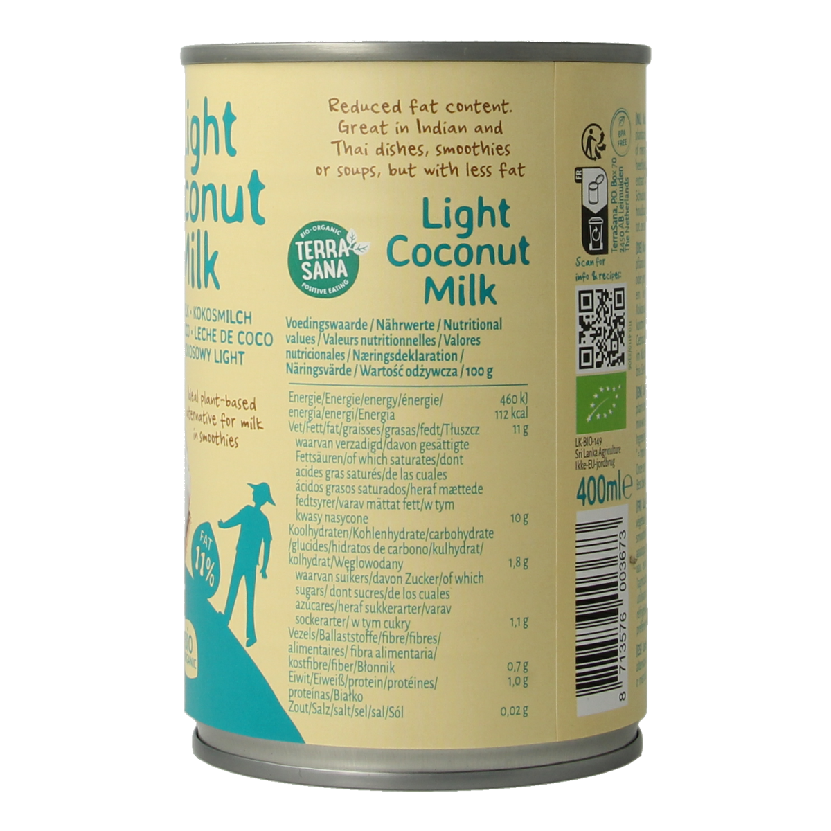 TerraSana Kokosmelk light vet bio 400.00 Milliliter