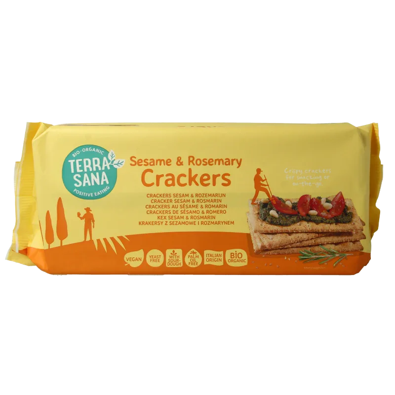 TerraSana Crackers sesam & rozemarijn bio 250 Gram