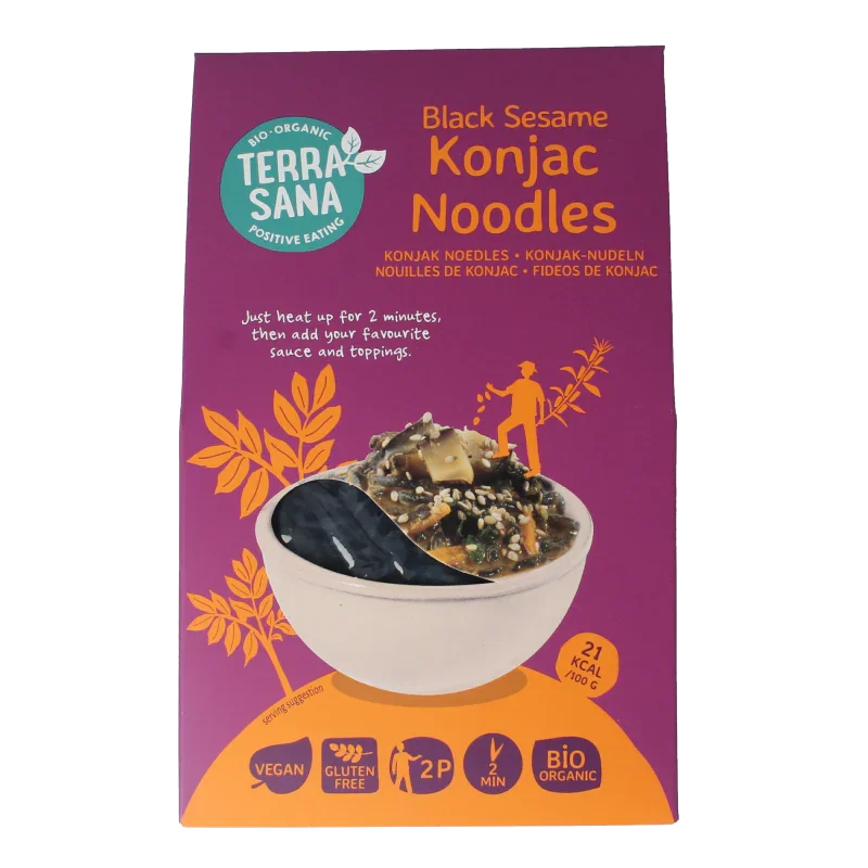 TerraSana Konjak noodles zwarte sesam bio 250 Gram