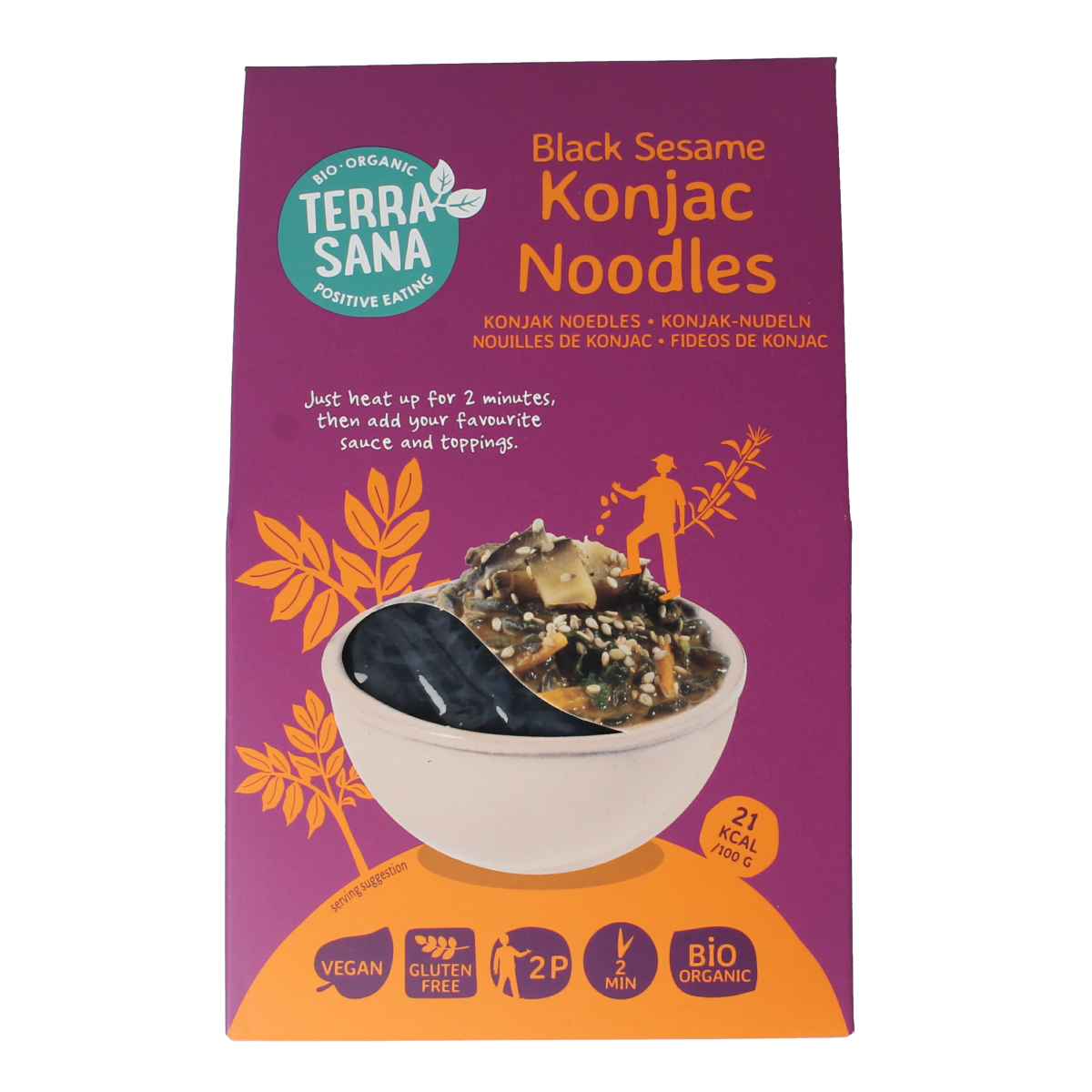 TerraSana Konjak noodles zwarte sesam bio 250.00 Gram