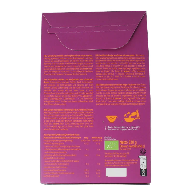 TerraSana Konjak noodles zwarte sesam bio 250 Gram