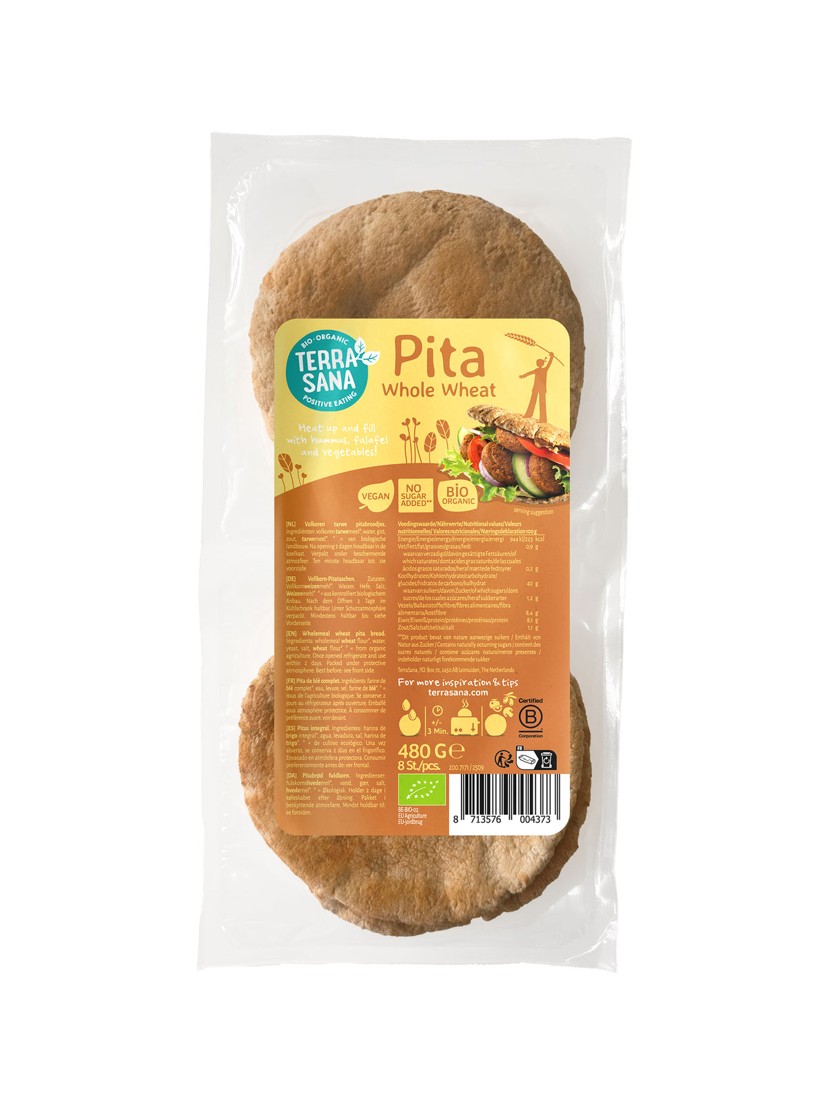 TerraSana Pitabrood volkoren bio 480 Gram