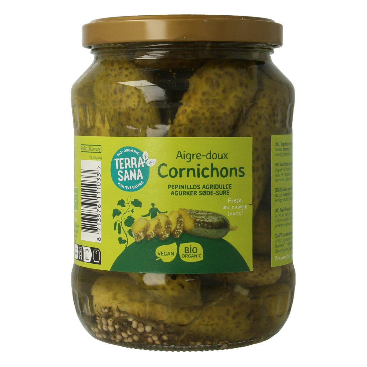 TerraSana Augurken fris zoet/zuur bio 670.00 Gram