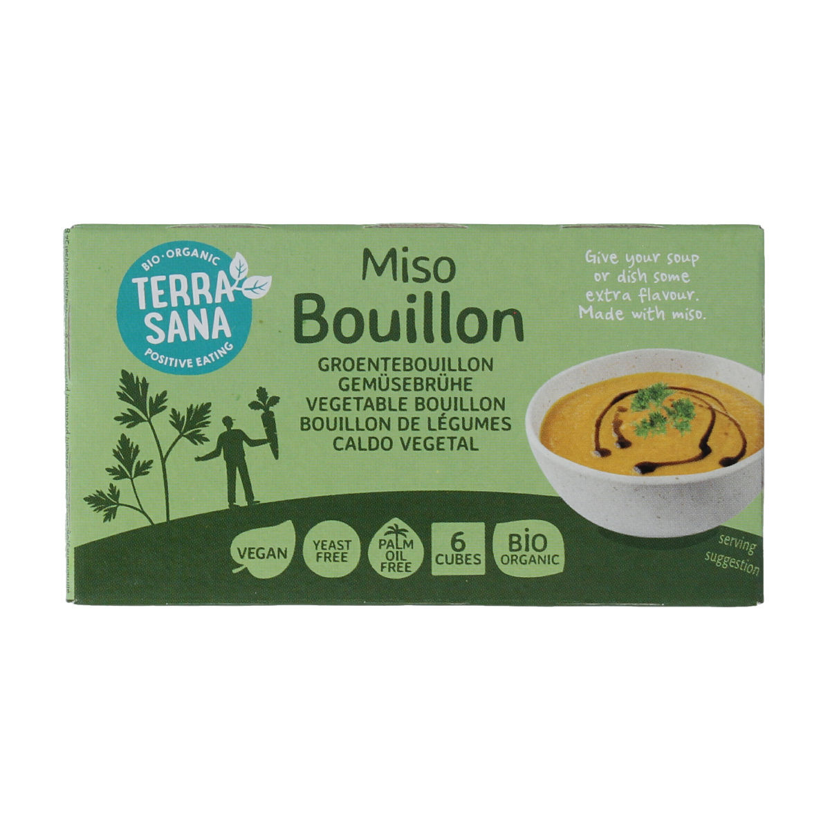 TerraSana Groente bouillon miso blokjes gistvrij bio 64.00 Gram