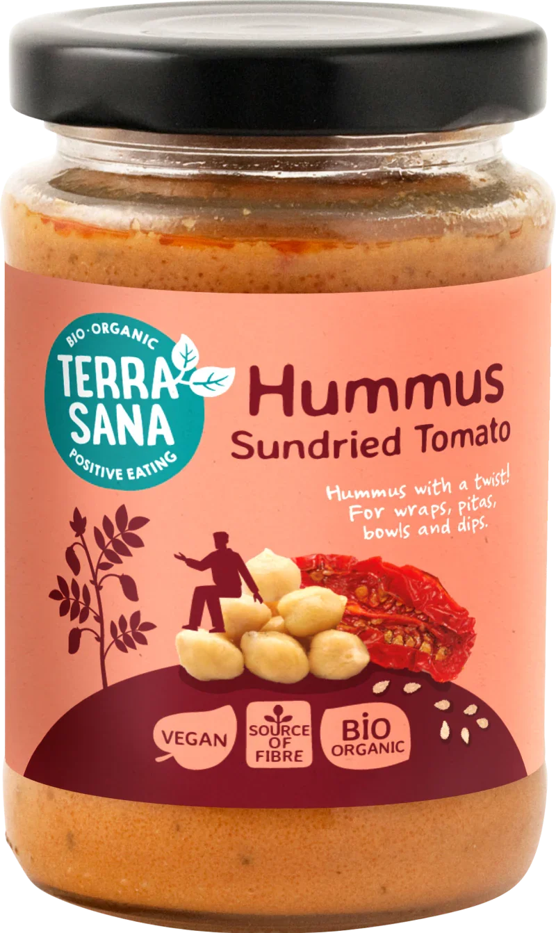 TerraSana Hummus spread zongedroogde tomaat bio 190 Gram