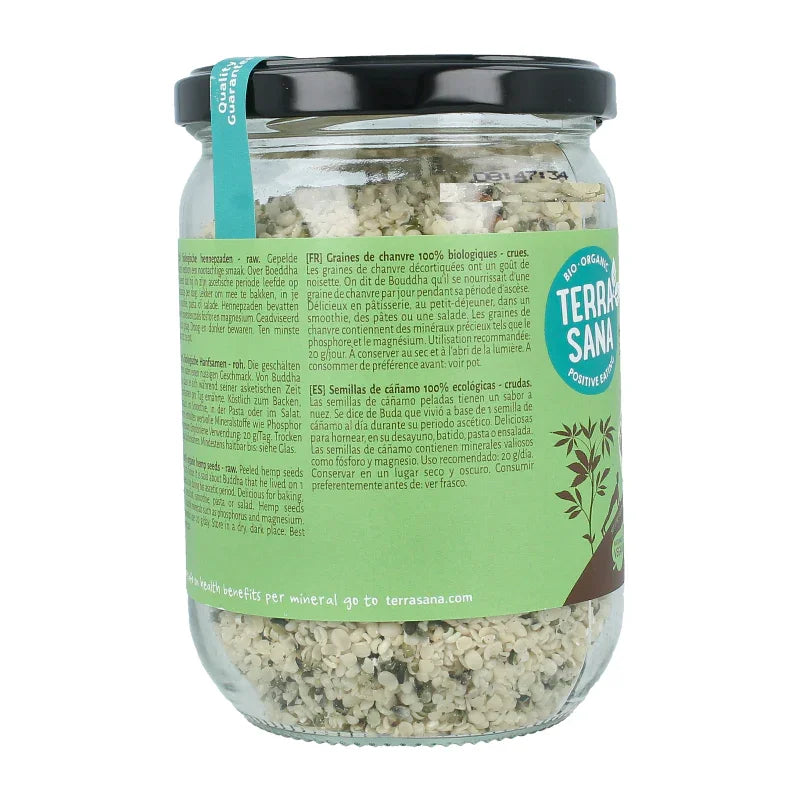 TerraSana RAW Hennepzaad gepeld in glas bio 275 Gram