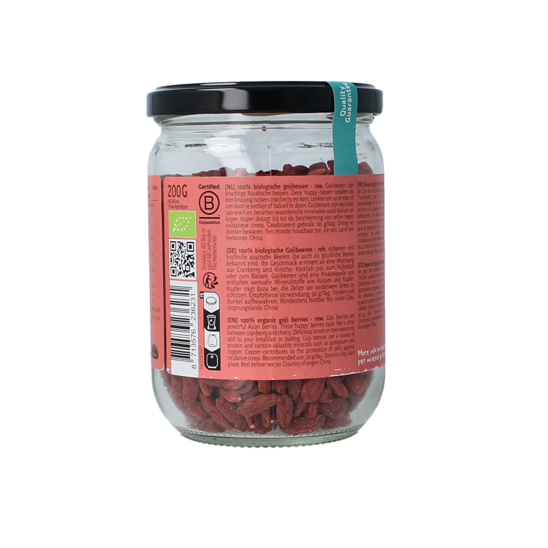 TerraSana Raw goji bessen in glas bio 200 Gram