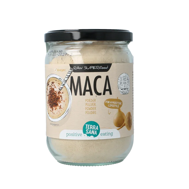 TerraSana Raw maca high energy poeder in glas bio 300 Gram