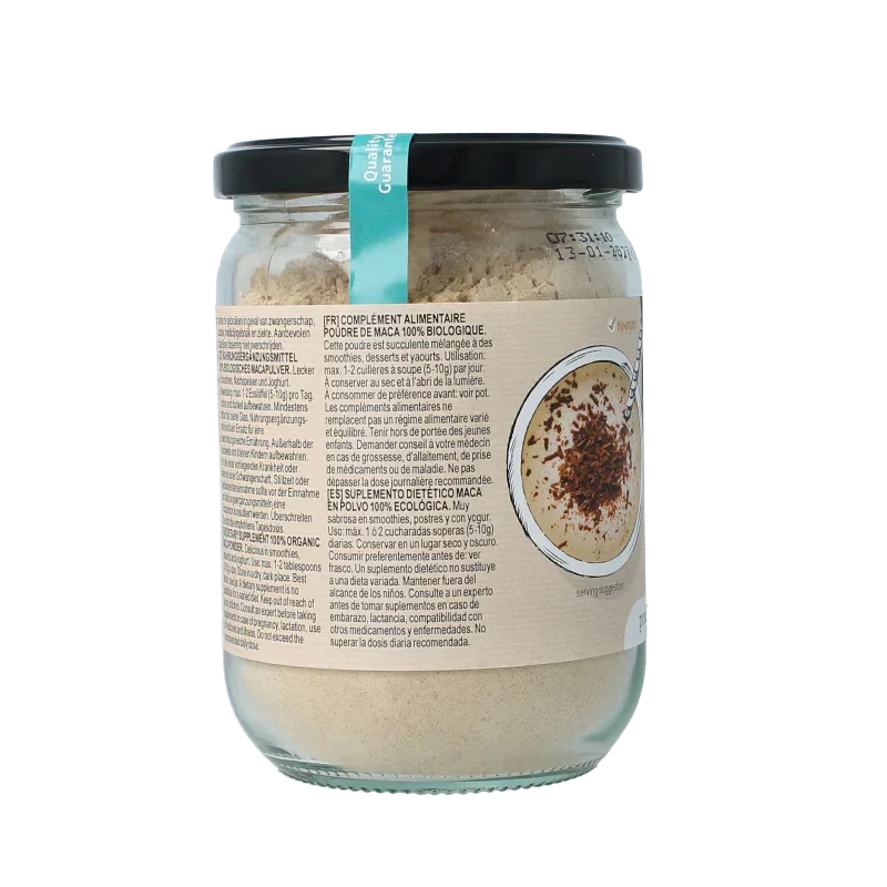 TerraSana Raw maca high energy poeder in glas bio 300 Gram