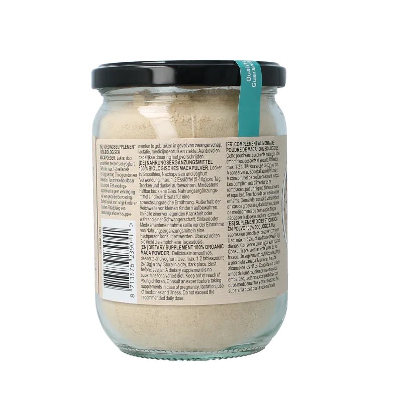 TerraSana Raw maca high energy poeder in glas bio 300 Gram