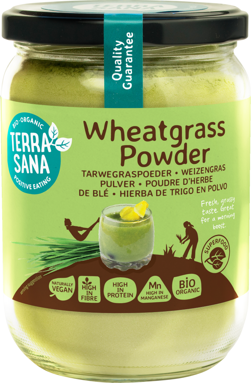 TerraSana Raw tarwegras poeder in glas bio 130.00 Gram
