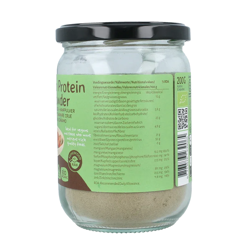 TerraSana Raw hennep protein poeder in glas bio 200 Gram