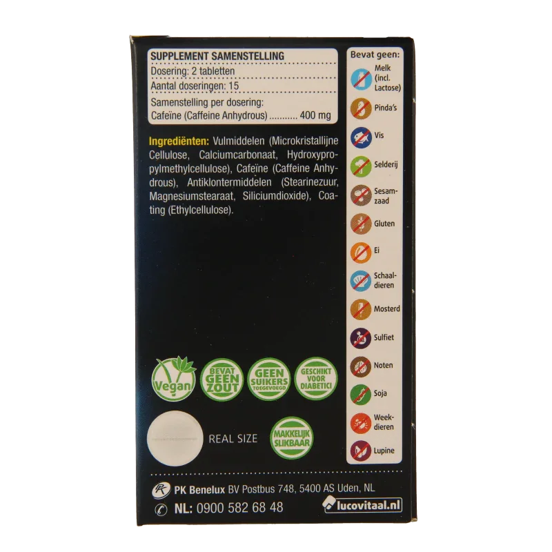 Lucovitaal Pure cafeine 30 Tabletten