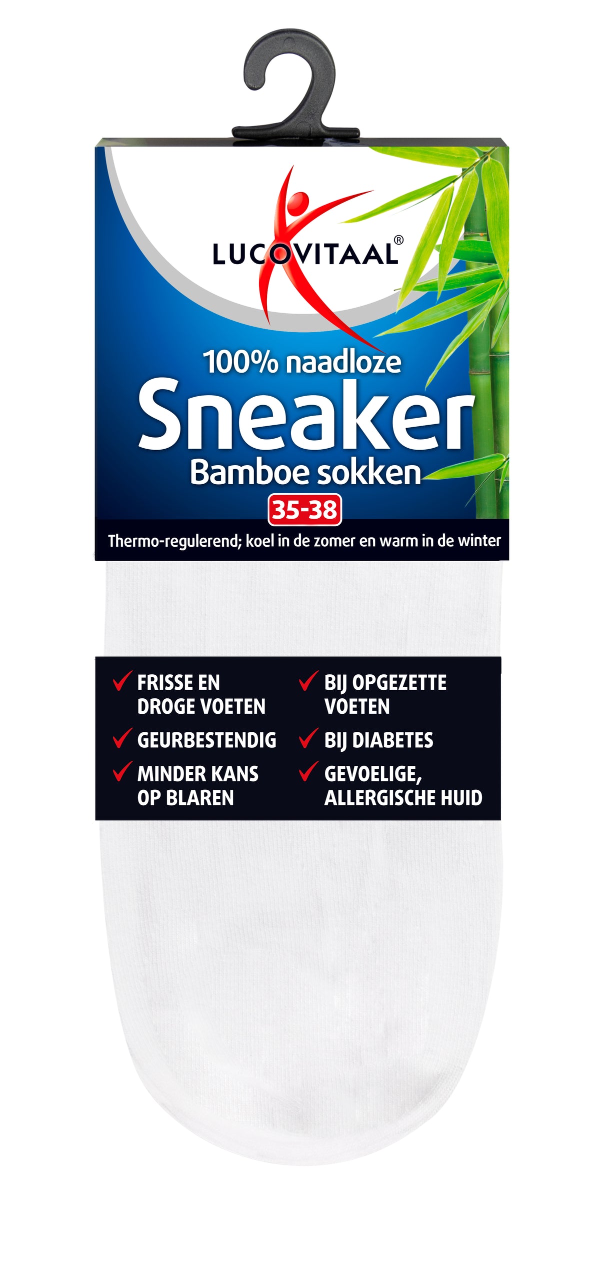Lucovitaal Bamboe sneakersok wit maat 35-38 1 Paar