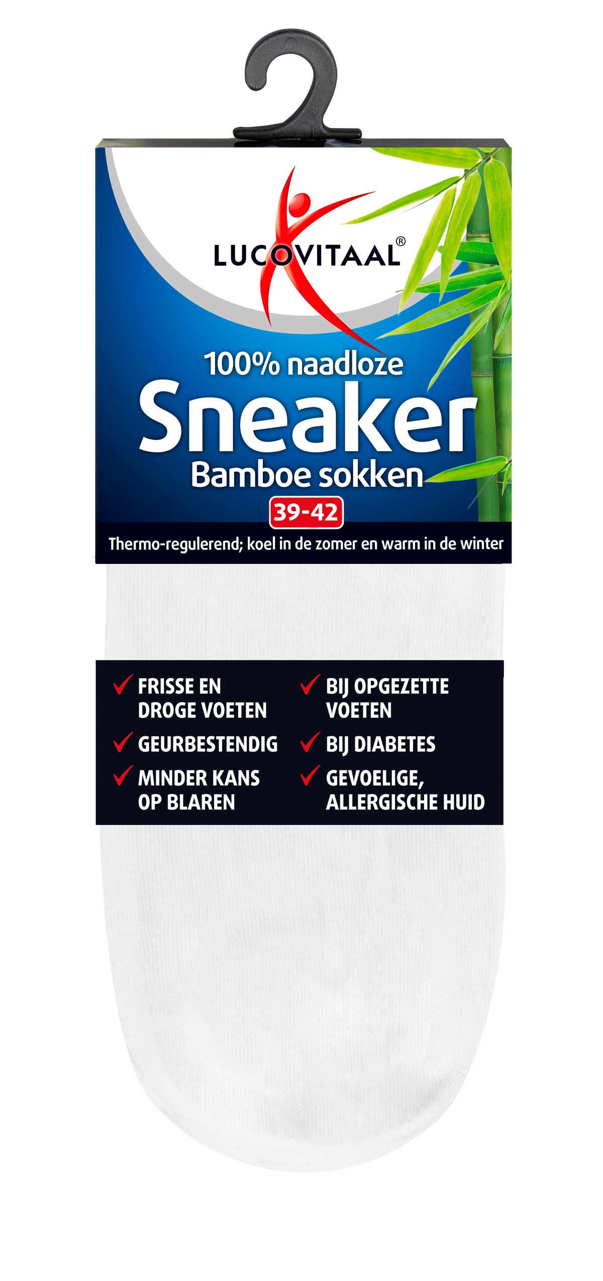Lucovitaal Bamboe sneakersok wit maat 39-42 1 Paar