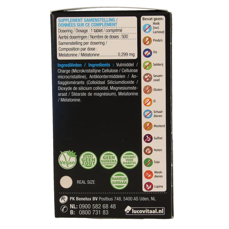 Lucovitaal Melatonine puur 0.299mg 500 Tabletten