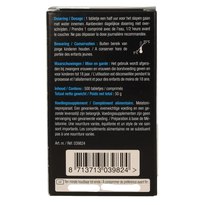 Lucovitaal Melatonine puur 0.299mg 500 Tabletten