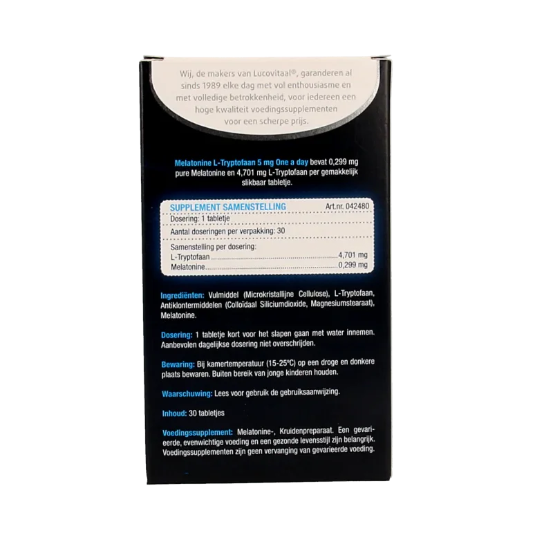 Lucovitaal Melatonine L-Tryptofaan 5mg 30 Tabletten