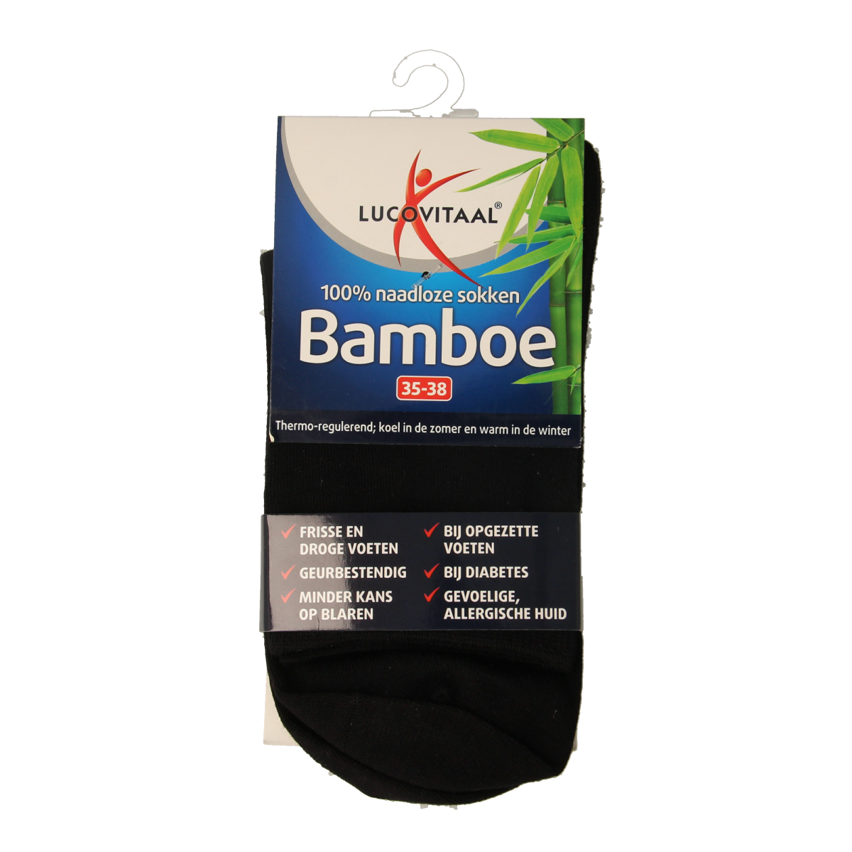 Lucovitaal Bamboe sok lang zwart  maat 35-38 1.00 Paar