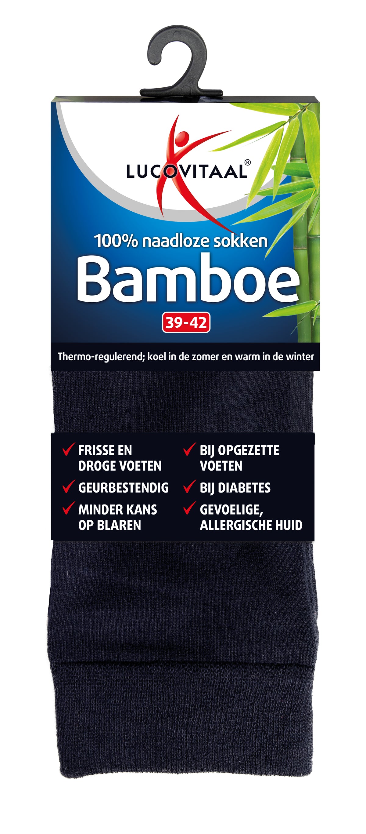 Lucovitaal Bamboe sok lang blauw  maat 39-42 1.00 Paar