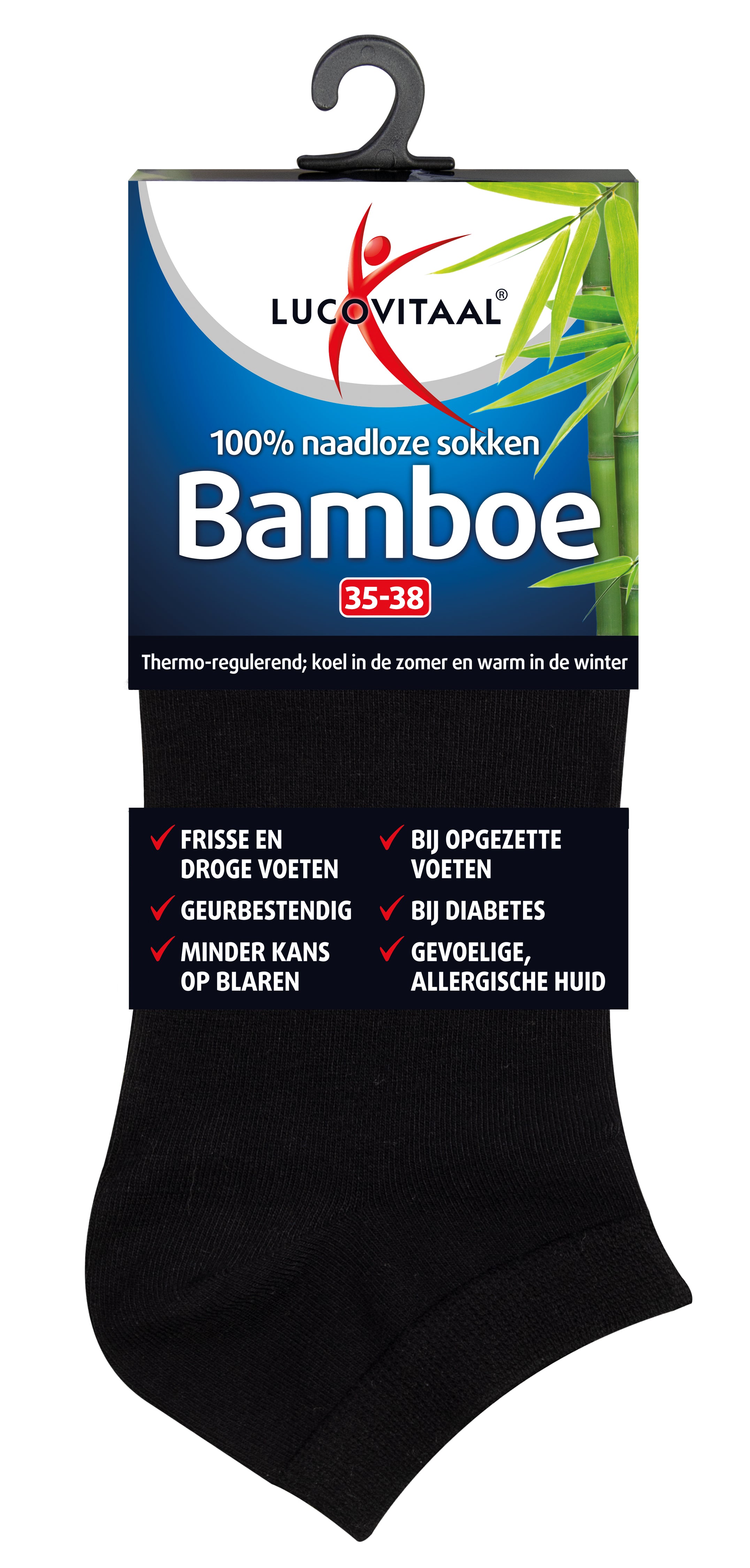 Lucovitaal Bamboe enkelsok zwart  maat 35-38 1 Paar
