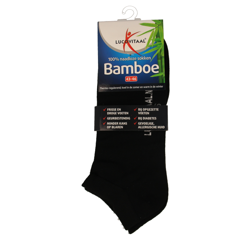 Lucovitaal Bamboe enkelsok zwart  maat 43-46 1 Paar
