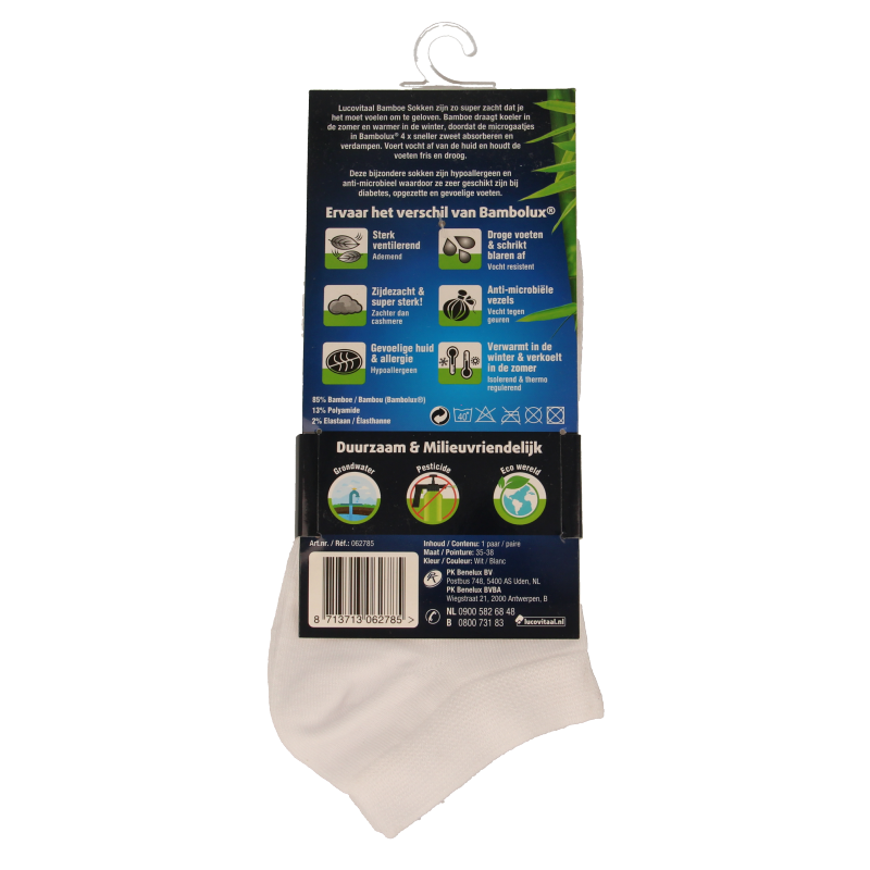 Lucovitaal Bamboe enkelsok wit  maat 35-38 1 Paar